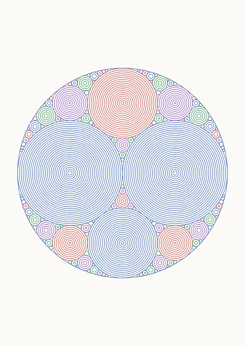 Apollonian Gasket pen plotter drawing with the default settings