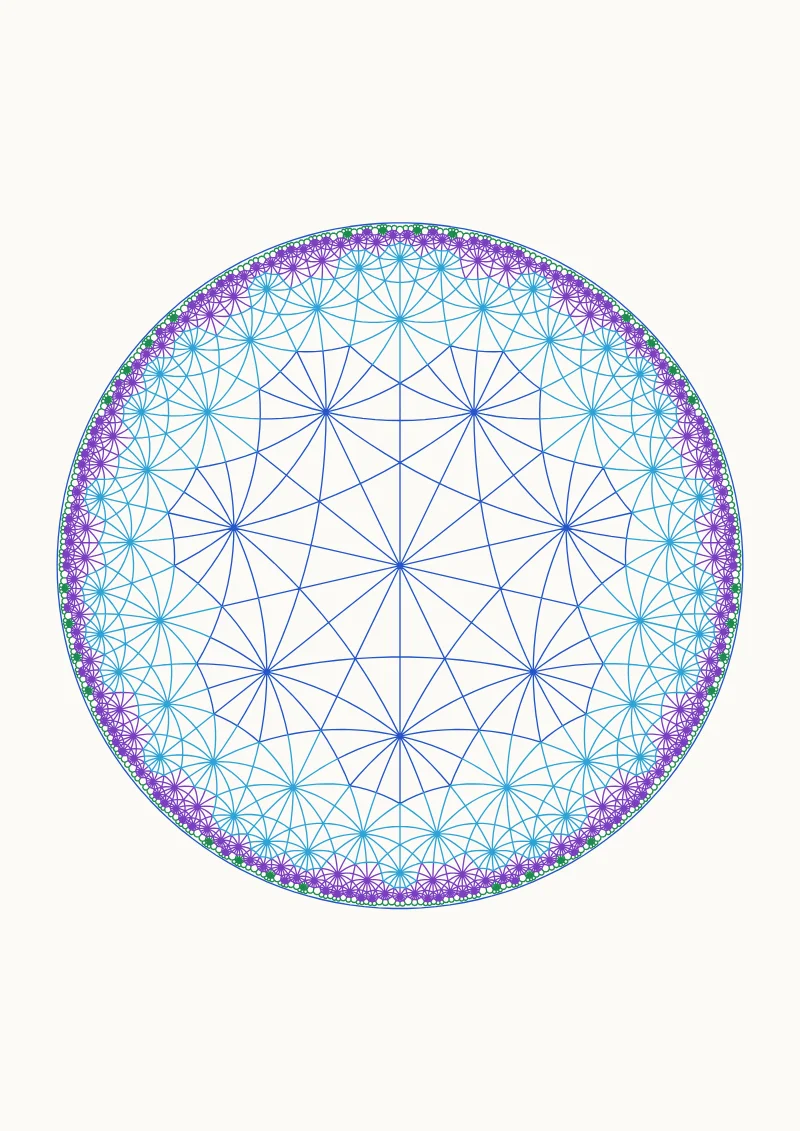 Hyperbolic Tiling pen plotter drawing with the default settings