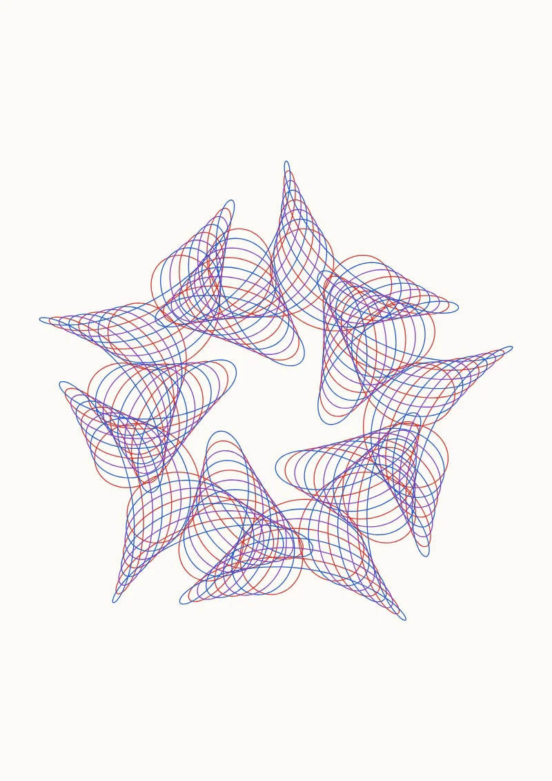 Mystery Curves pen plotter drawing with the default settings