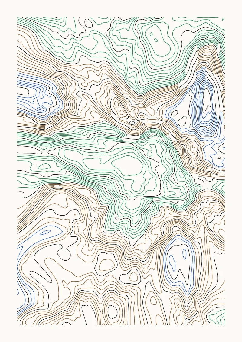 Topographic pen plotter drawing with the default settings