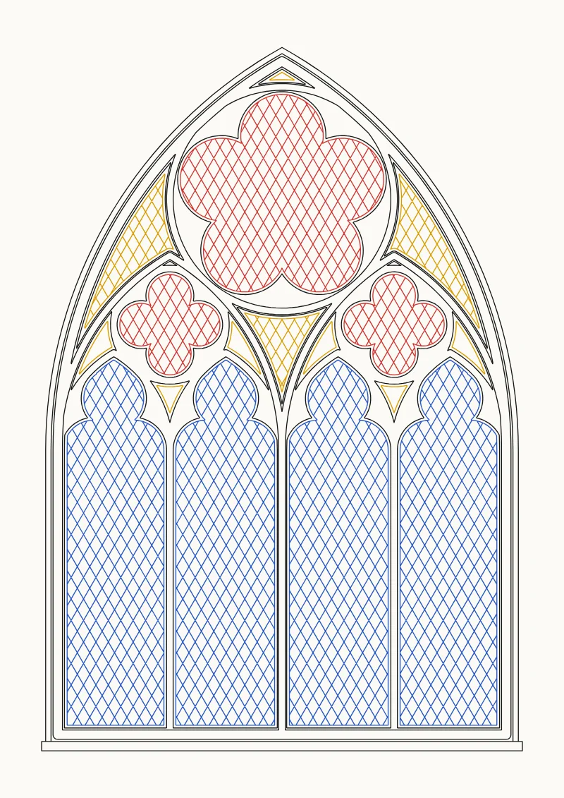 Gothic Tracery pen plotter drawing with the default settings