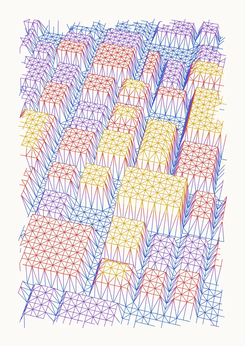 Wireframe pen plotter drawing with the default settings